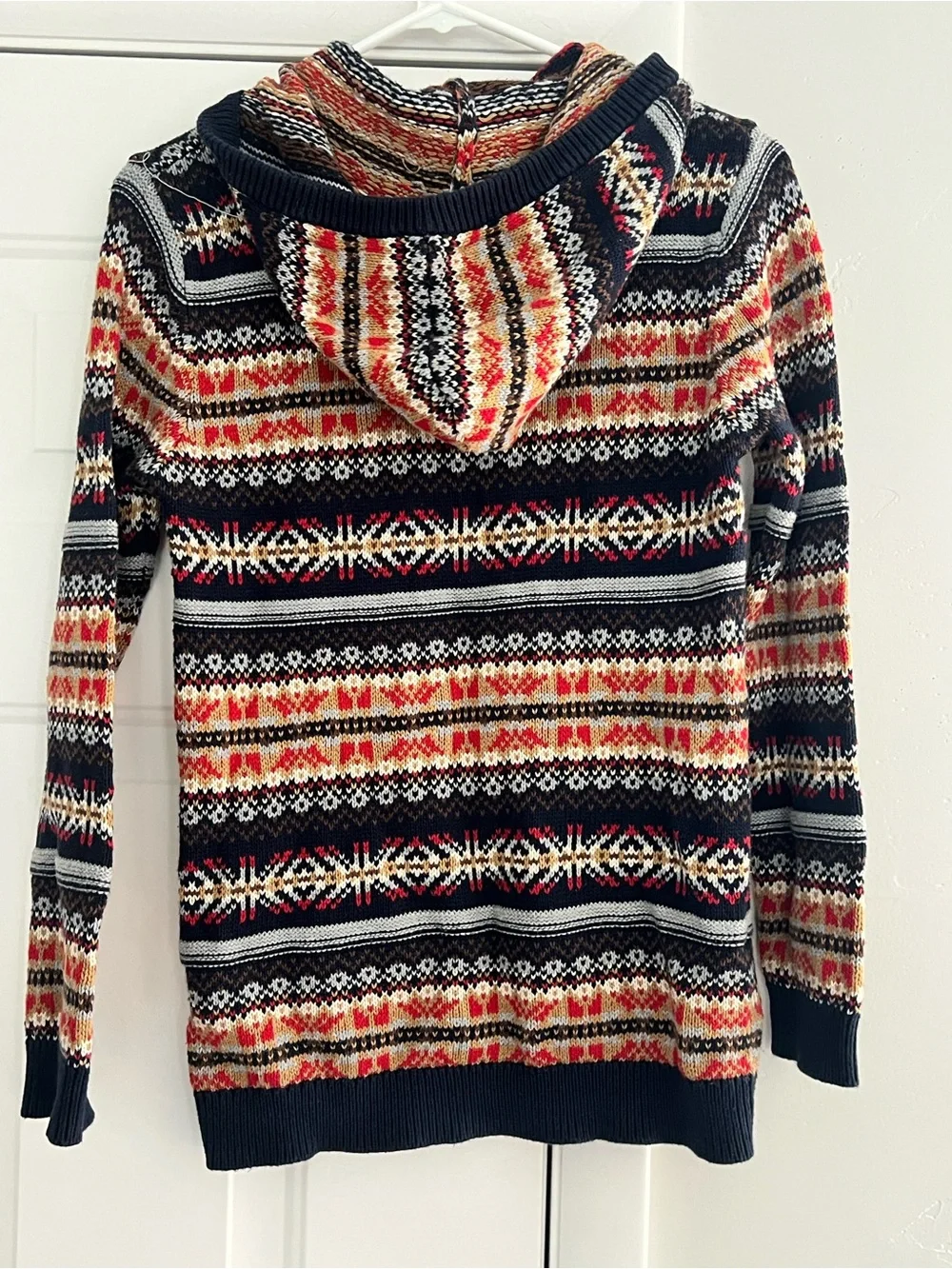 Old Navy Girls Black Navy Fair Isle Hooded Sweater dress